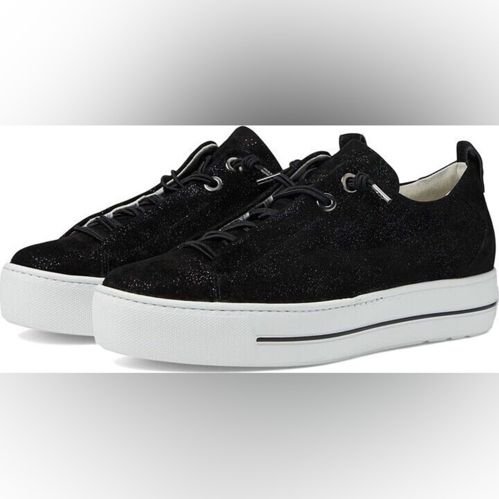 Paul Green Faye Sneaker Black Galaxy Suede Platform